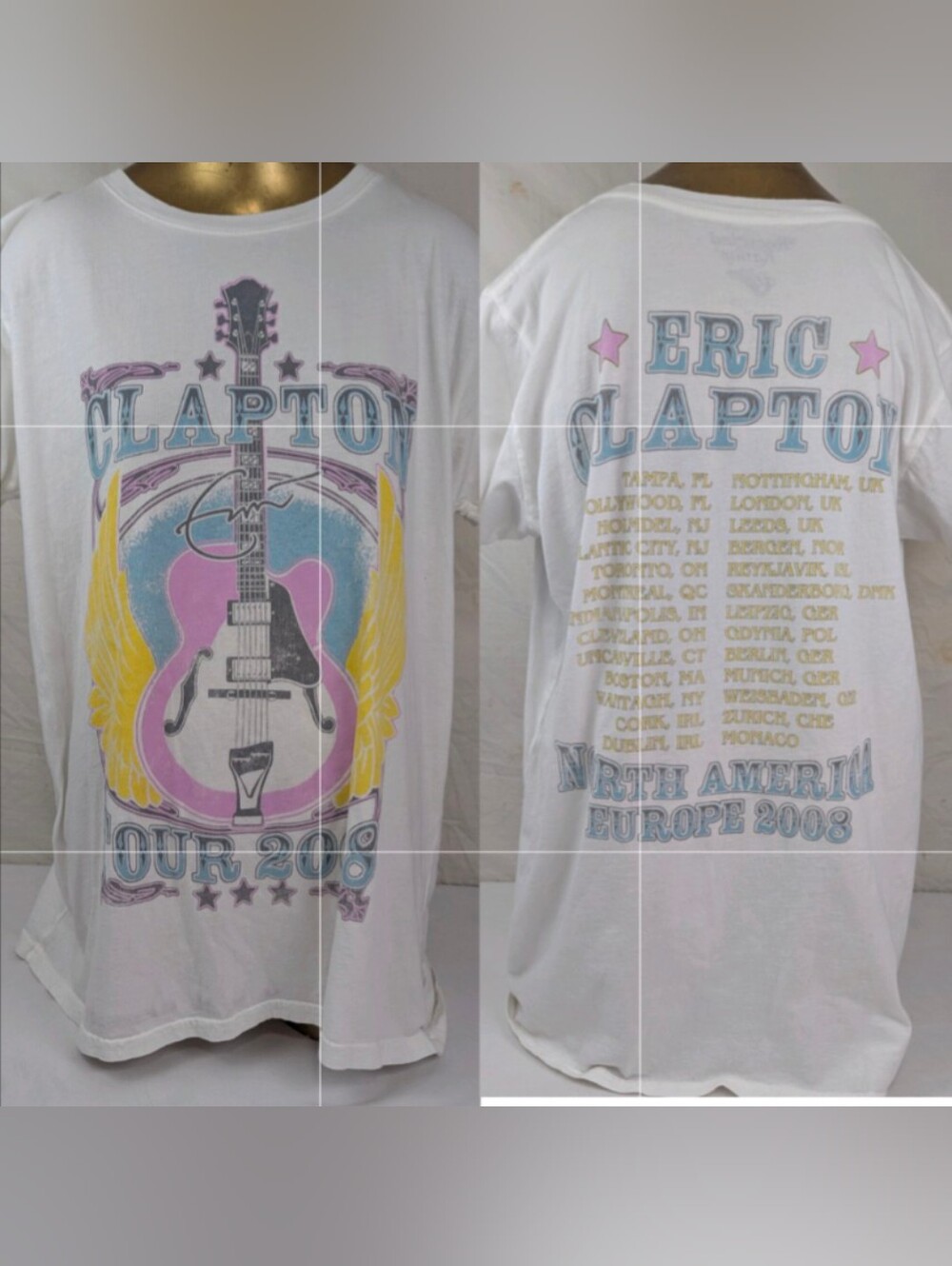 Eric Clapton 2008 Tour Repro Tee by Recycled Karma Size Medium
